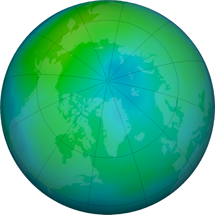 Arctic ozone map for October 2023